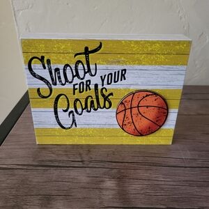 Yellow and White Basketball Wall Decor